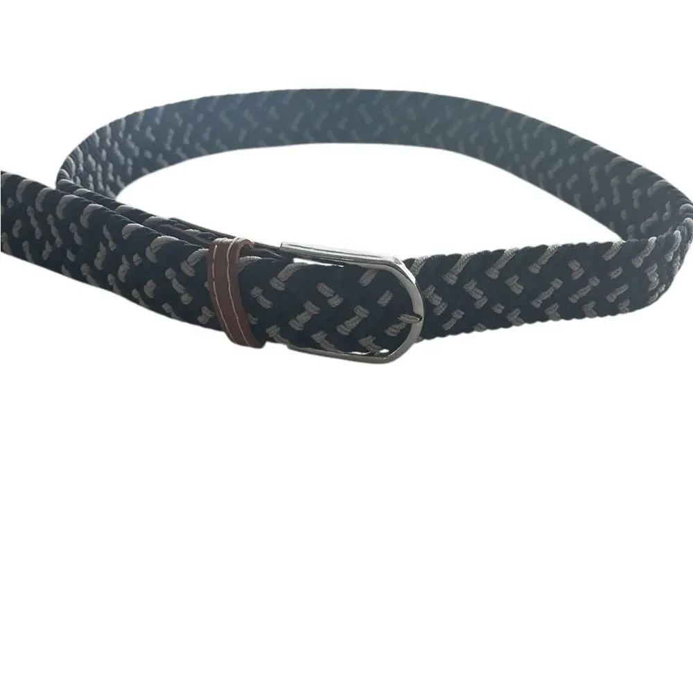 ✨Woven Belt Black Navy Gray Adjustable Silver Buckle Classic 39” NWOT 💙
